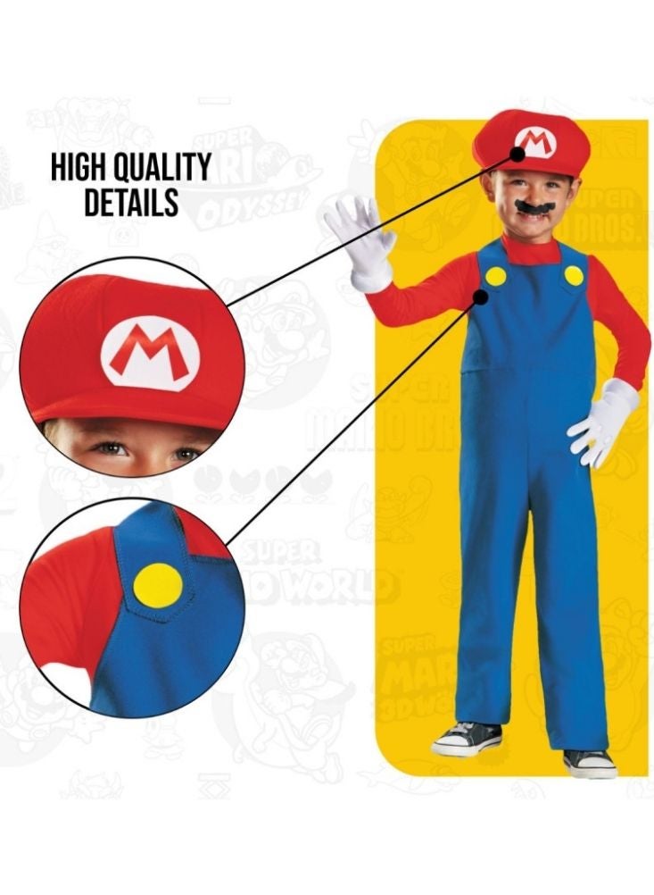 بريميم طقم أزياء سوبر ماريو للأطفال – زي تنكري لشخصية لعبة الفيديو الكلاسيكية - Image 3